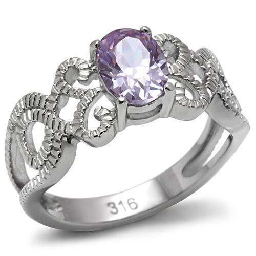 High polished (no plating) Stainless Steel Ring with Light Amethyst | CozyCouture® - Stringspeed