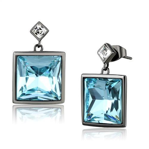 Rectangular Sea Blue Earrings | CozyCouture® - Stringspeed