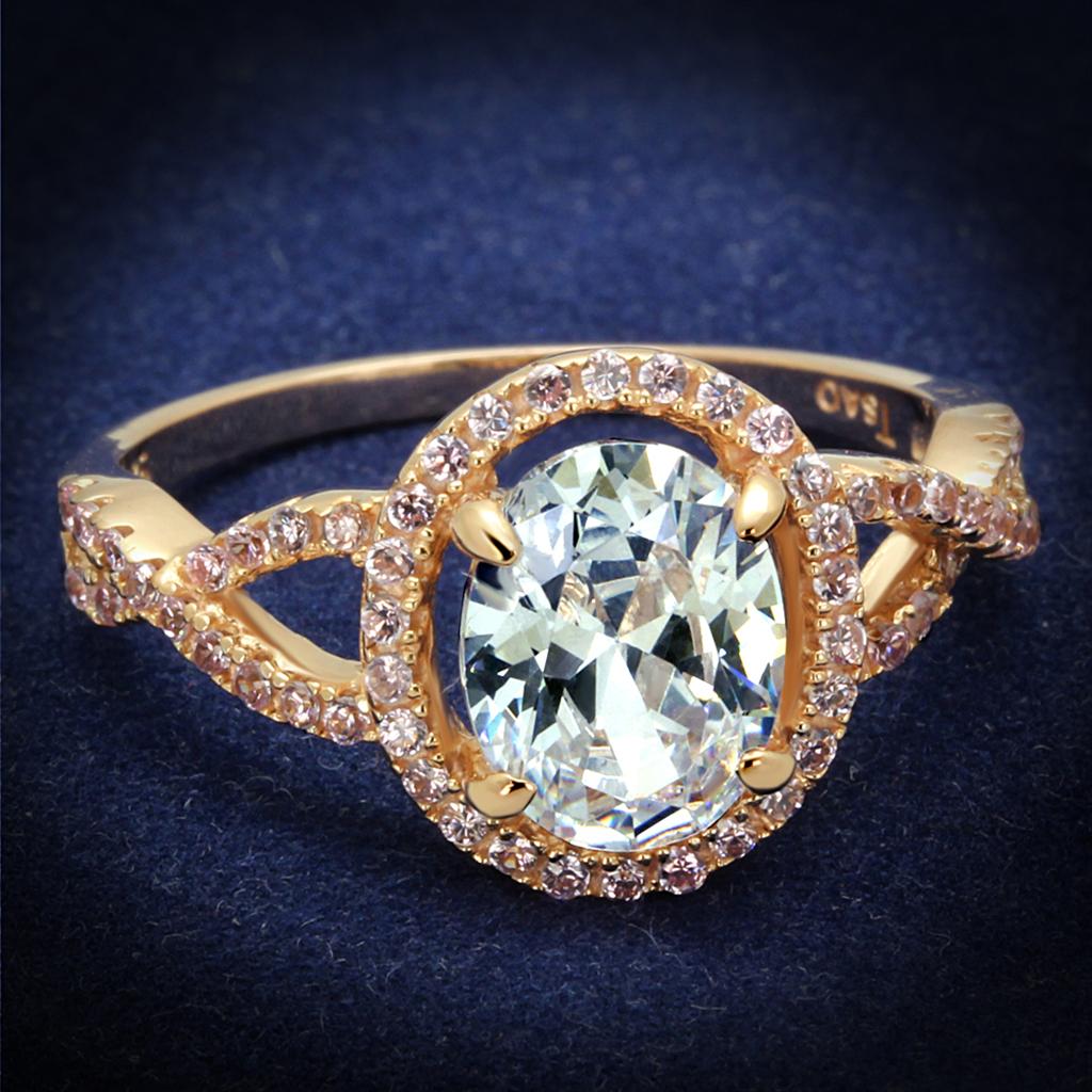 Rose Gold Halo Ring with AAA Grade CZ | CozyCouture® - Stringspeed