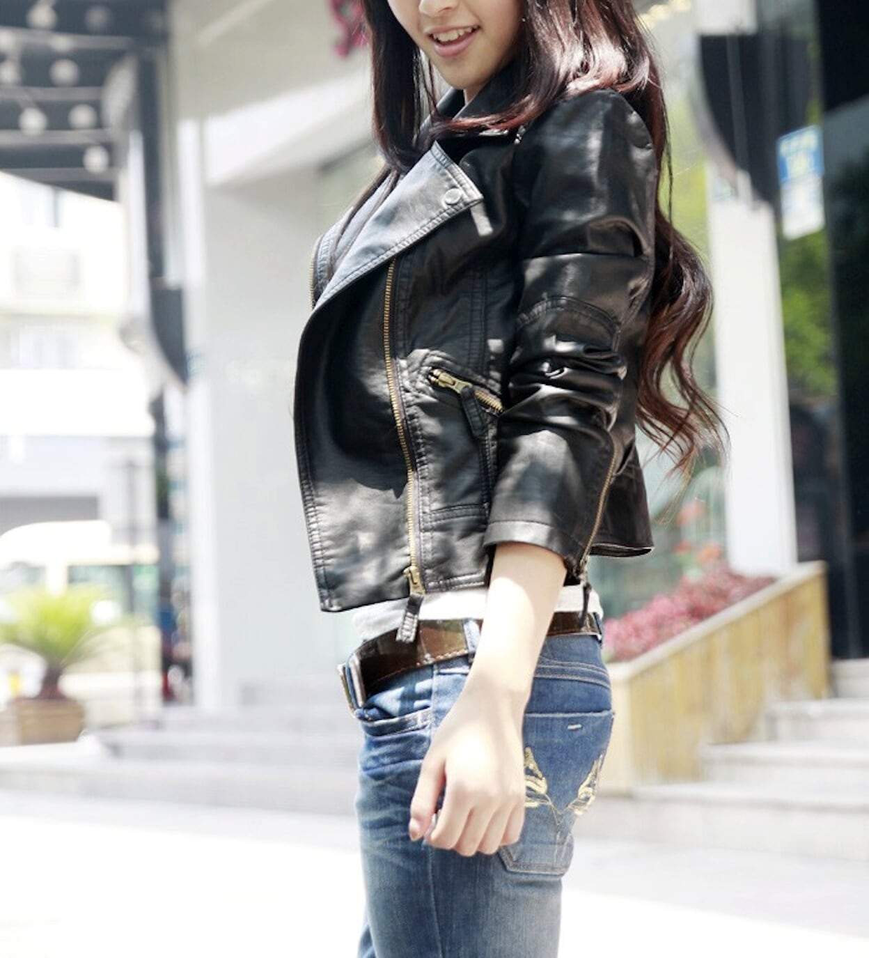 Womens Cropped Leather Jacket | CozyCouture® - Stringspeed